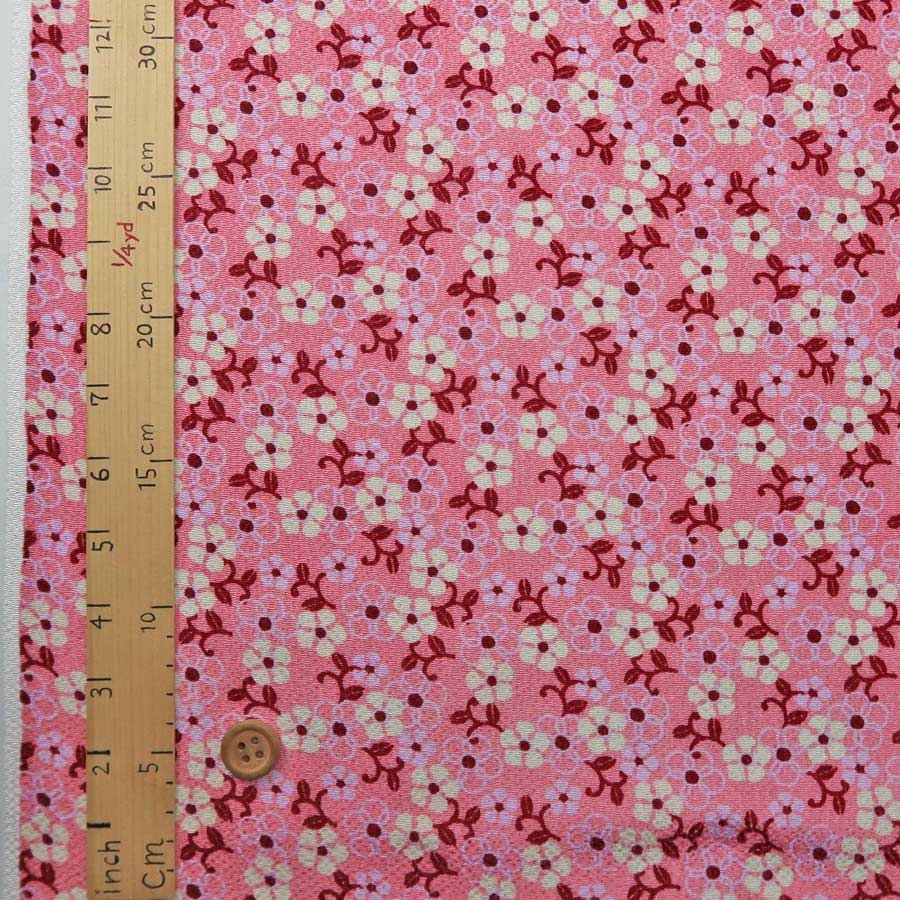  ちりめん生地 つる花(ピンク) 10cm単位 切り売り