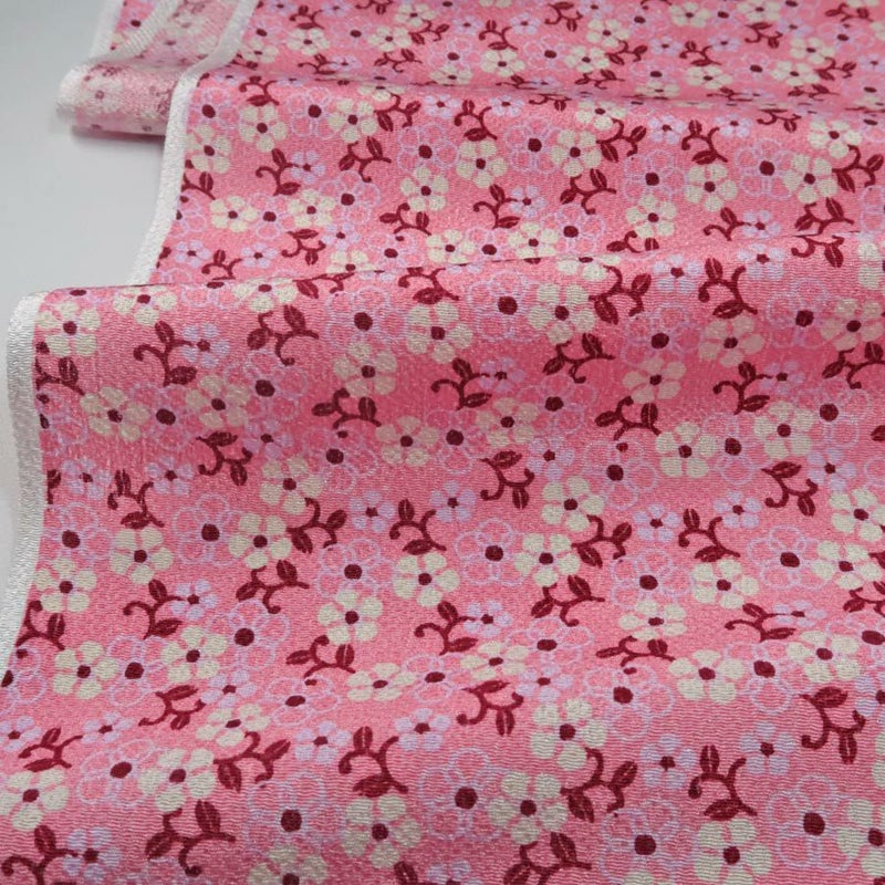 ちりめん生地 つる花(ピンク) 10cm単位 切り売り