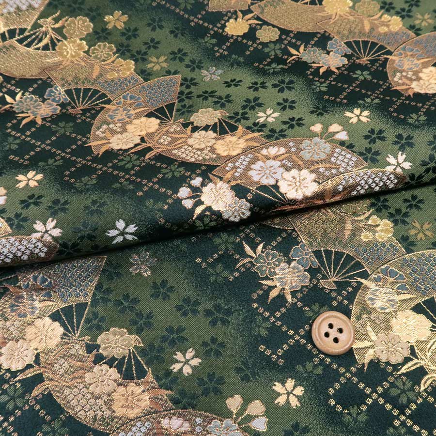 金襴生地(金らん) 金霞に小さな枝梅(ピンク) 10cm単位 切り売り |生地