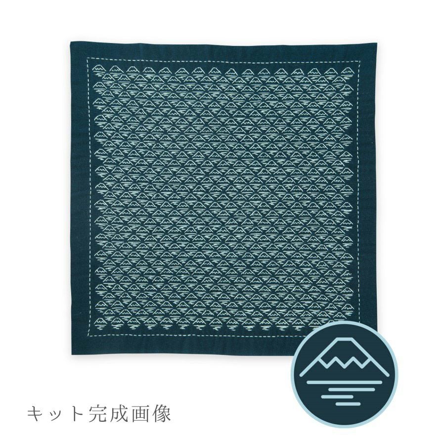 刺し子キット・一目刺しの花ふきん 富士山（藍）