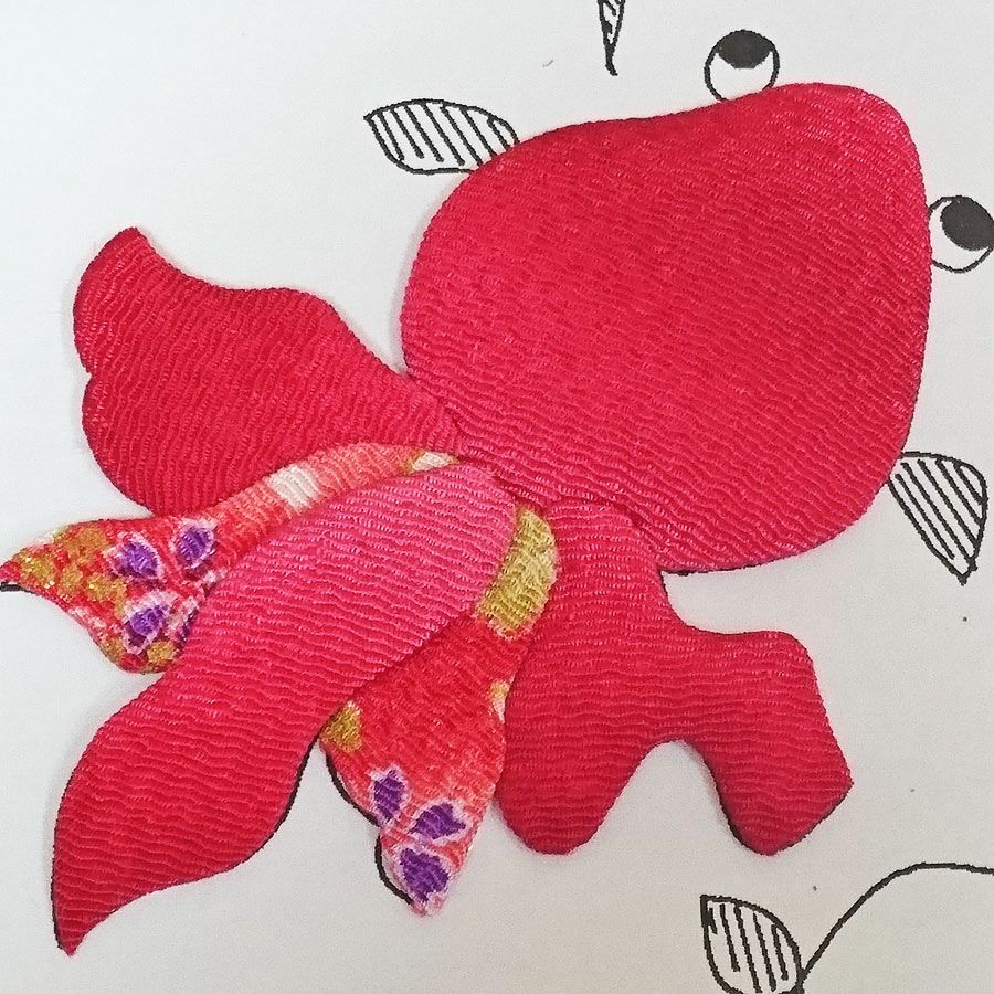 押絵キット・月々の彩「8月金魚の舞」 |生地 和柄/和布/ちりめん手芸