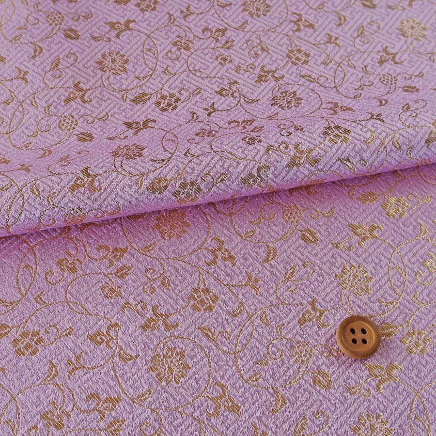 金襴生地(金らん)さやがたに花唐草(ライラック) 10cm単位 切り売り