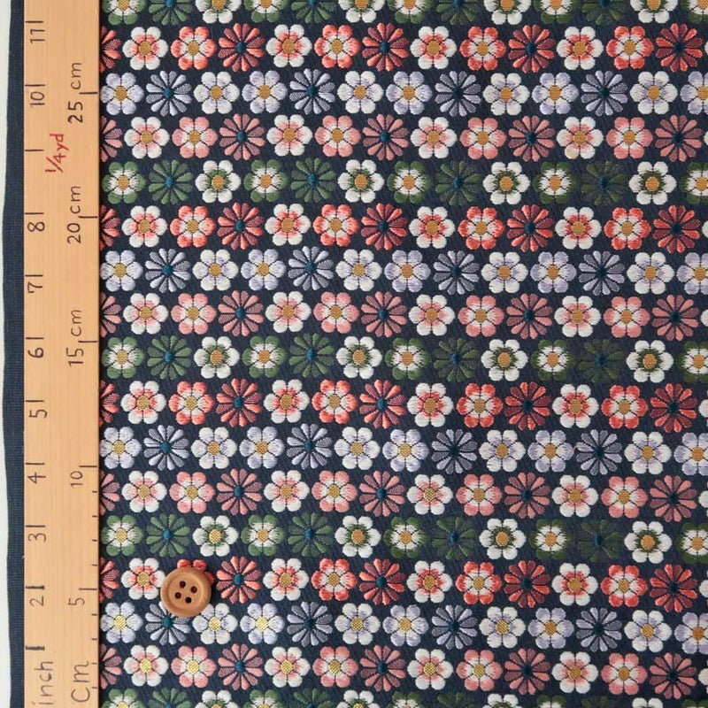 金襴生地(金らん)花じゅうたん(紺) 10cm単位 切り売り