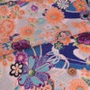 一越ちりめん生地 しぼりに花のし小槌文様(青) 10cm単位 切り売り