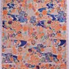 一越ちりめん生地 しぼりに花のし小槌文様(青) 10cm単位 切り売り