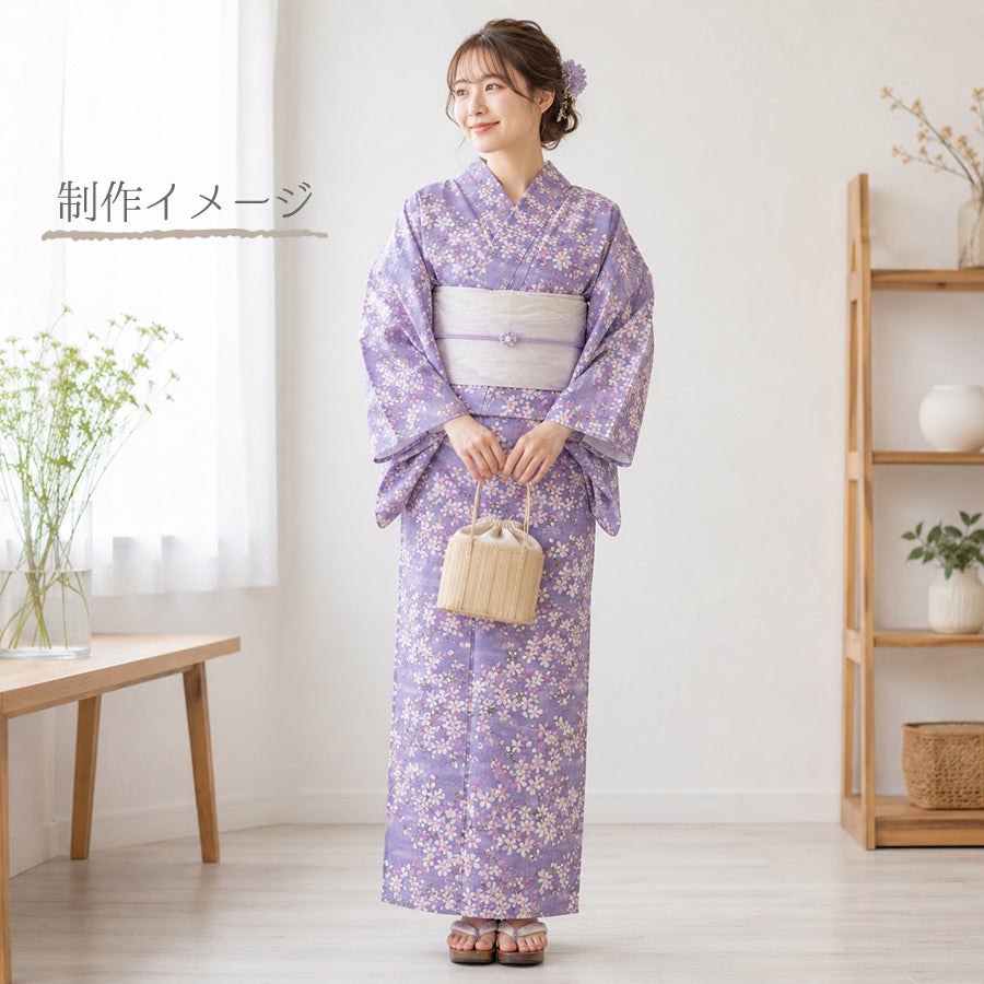 和柄コットン生地 桜空(ラベンダー)