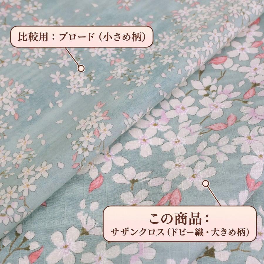 和柄コットン生地 桜空(うす青磁)