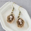 水引とビーズのアクセサリーキット 変形梅結びのピアス(カフェオレ)
