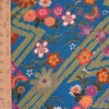 一越ちりめん生地 稲妻かのこに花と蝶(青) つまみ細工 ちりめん細工 和風手芸