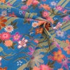 一越ちりめん生地 稲妻かのこに花と蝶(青) つまみ細工 ちりめん細工 和風手芸