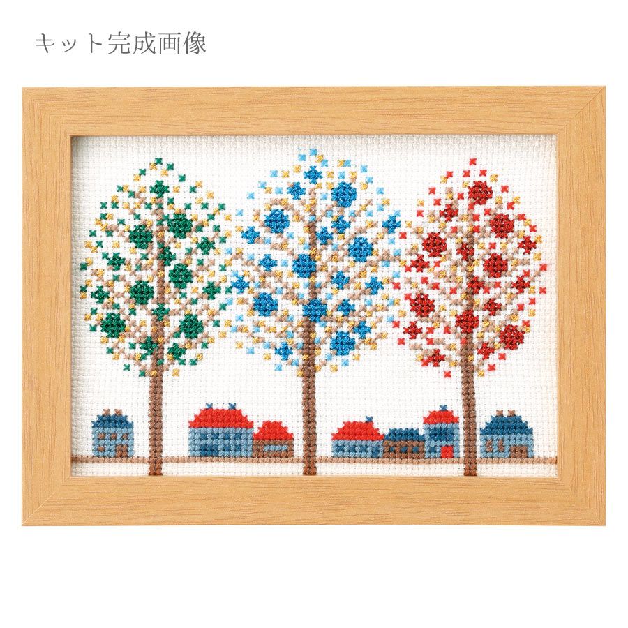 クロスステッチキット 12ヶ月の小さな花風景(12月 クリスマス