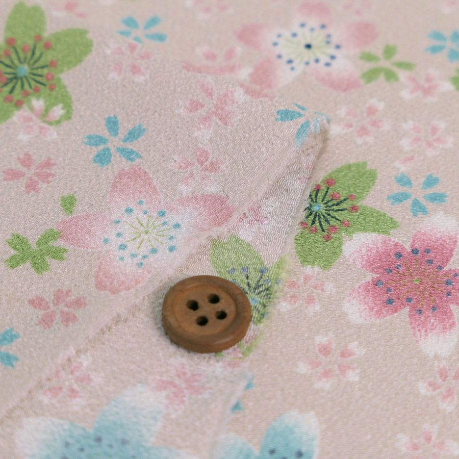 ポリちりめん生地 にぎわい桜(白梅鼠/しらうめねず) 10cm単位 切り売り