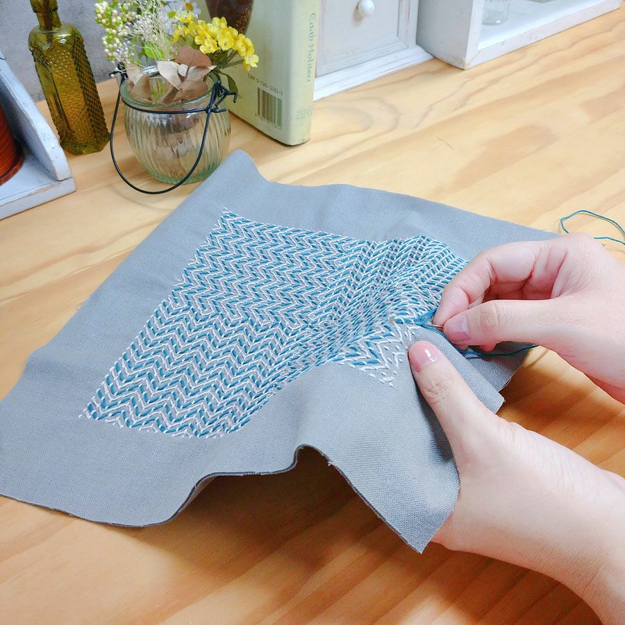 刺し子キット ファブリックパネル(つづき山形) |生地 和柄/和布