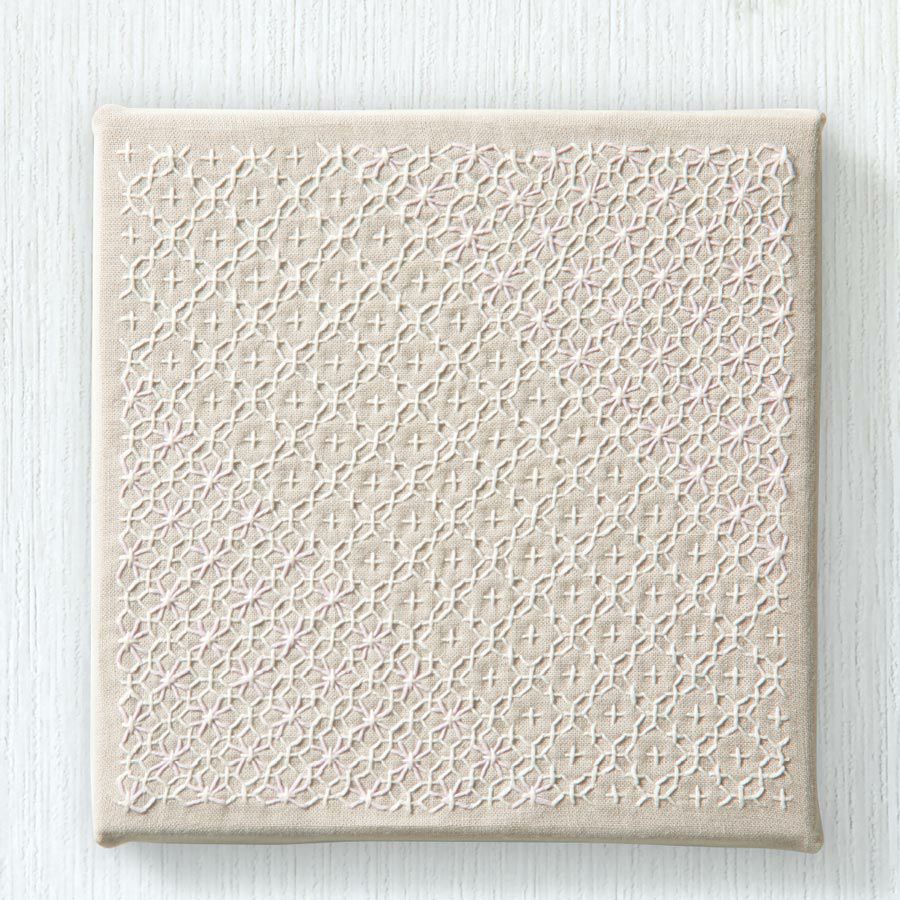 和のひかりが導く夜パネル生地　ハンドメイド 刺し子キット ファブリックパネル(十字花刺し) |生地 和柄/和布
