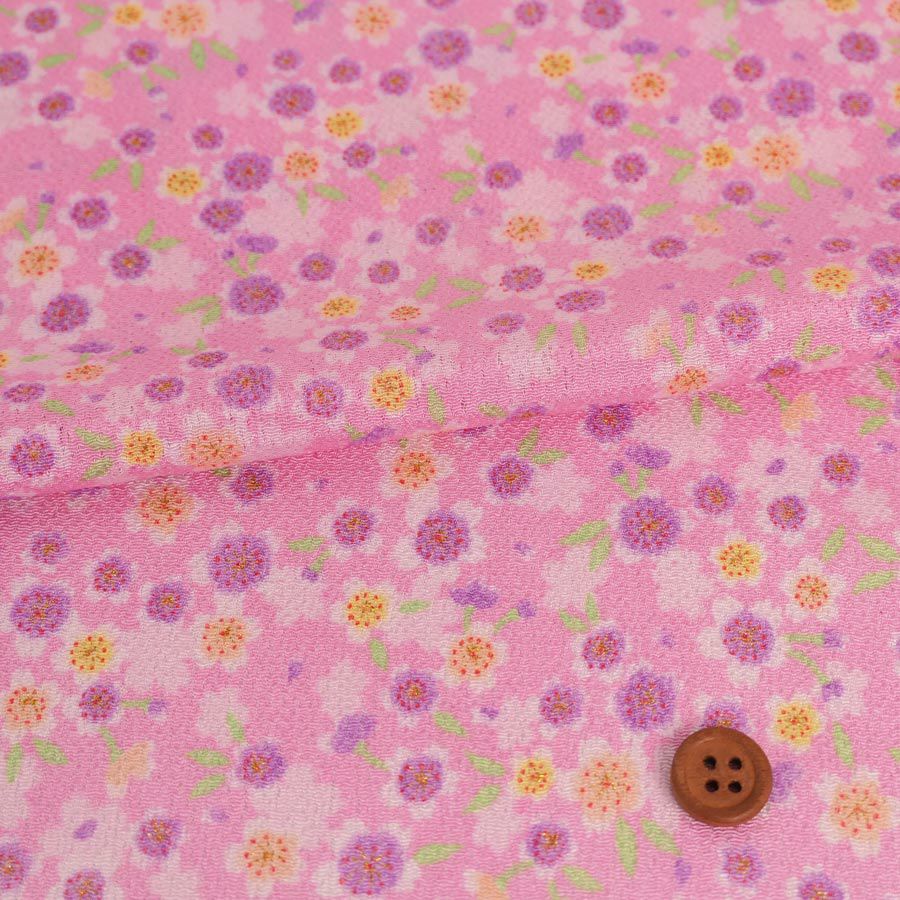 ちりめん生地 ときめき桜(ピンク) 10cm単位 切り売り |生地 和柄/和布