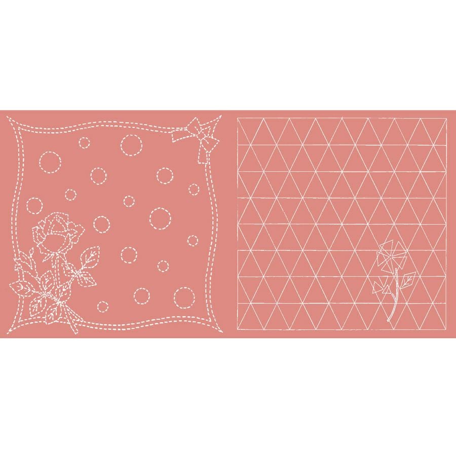 刺し子布 花ふきん (スー/ハニカム) ローズ |生地 和柄/和布/ちりめん