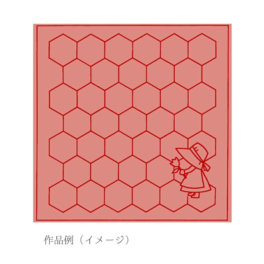 刺し子布 花ふきん (スー/ハニカム) ローズ |生地 和柄/和布/ちりめん