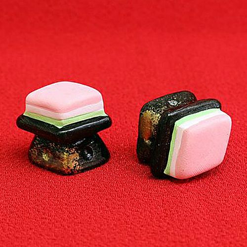 陶器製ミニひし餅雛飾り小物 雛祭り菱餅 ミニ菱台 ひな人形飾り ひしもち
