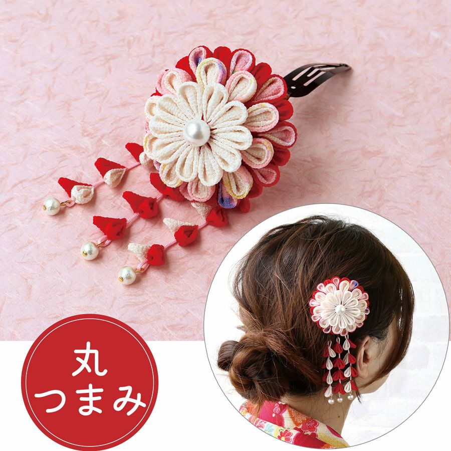 つまみ細工キット 花しごと30/大輪のパッチンどめ(丸つまみ、二重丸