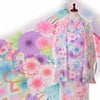 着物用洗える生地 彩り花結び(白地) 1反売り(約12m)女の子晴れ着手作り 七五三女の子きものハンドメイド かわいい