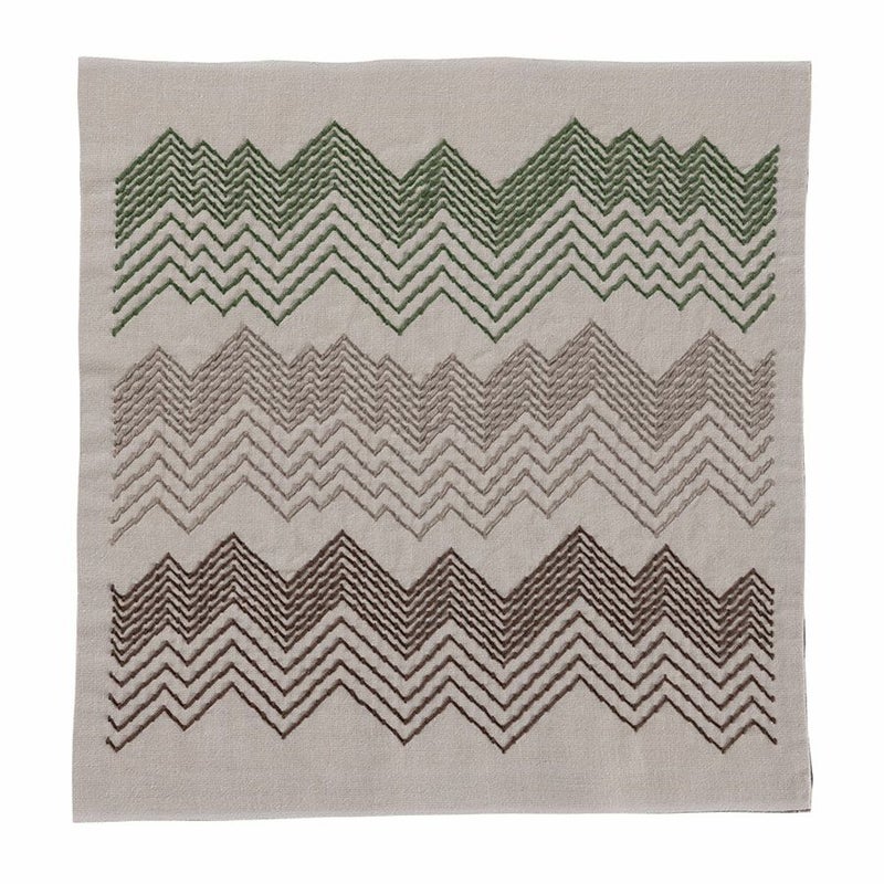 刺し子キット 花ふきん Textile Lab・Peaks 山脈 (セージ) オリムパス製絲刺子 AYUFISH int.デザイン くぐり刺し技法