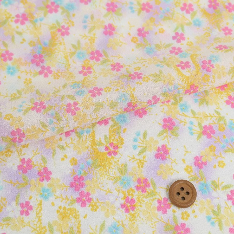 一越ちりめん生地 おぼろ桜(ピンク/水色) 10cm単位 切り売り |生地 和