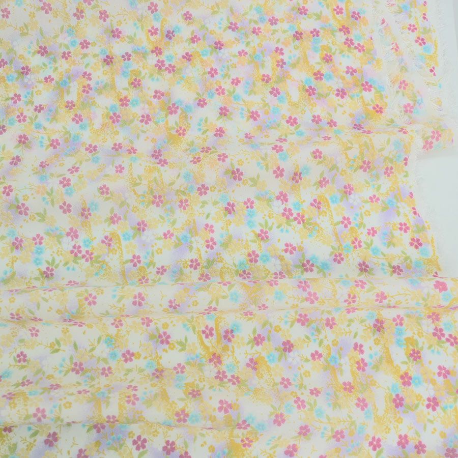 一越ちりめん生地 おぼろ桜(ピンク/水色) 10cm単位 切り売り |生地 和