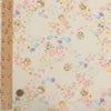 一越ちりめん生地 かすみ桜に手まり(卯の花色) 10cm単位 切り売り クリームベージュひとこし 薄手縮緬 チリメンつまみ細工 花柄