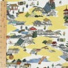  和柄コットン生地 昔の街並み 10cm単位 切り売りレトロな和風生地 江戸時代の風景 お城 木綿シーチング布地