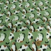 ちりめん生地・みけねこ(灰緑) 10cm単位 切り売り ねこ柄縮緬布地 三毛猫柄 ミケネコ模様 グリーン みけ猫デザイン
