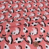 ちりめん生地・みけねこ(潤朱/うるみしゅ) 10cm単位 切り売り ねこ柄縮緬布地 三毛猫柄 ミケネコ模様 朱色 赤系色チリメン
