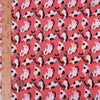 ちりめん生地・みけねこ(潤朱/うるみしゅ) 10cm単位 切り売り ねこ柄縮緬布地 三毛猫柄 ミケネコ模様 朱色 赤系色チリメン