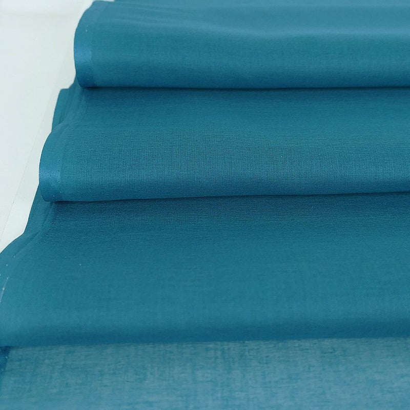 コットンオーガンジー生地・無地(青緑) 10cm単位 切り売り つまみ細工向き木綿布地薄地 エジプト綿80 ピーコックグリーン