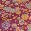 古布調ちりめん生地 手まりと和の花(赤紫) 10cm単位 切り売り レーヨンチリメン 古典的 古風 アンティーク調 縮緬手芸用