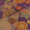 古布調ちりめん生地 手まりと和の花(紫) 10cm単位 切り売り チリメンパープル 手芸用縮緬布地 和風花柄 ちりめん細工用生地