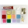 つまみ細工スターターアソートセット・ふんわりカラー(生地12色&道具・パーツ類) 初心者向き生地材料セット カット済み布地セットパーツ付き
