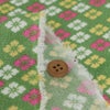 ちりめん生地 三色花菱(黄緑) 10cm単位 切り売り 鬼縮緬友禅 レーヨンオニチリメン布地 花菱文様 グリーン 伝統柄