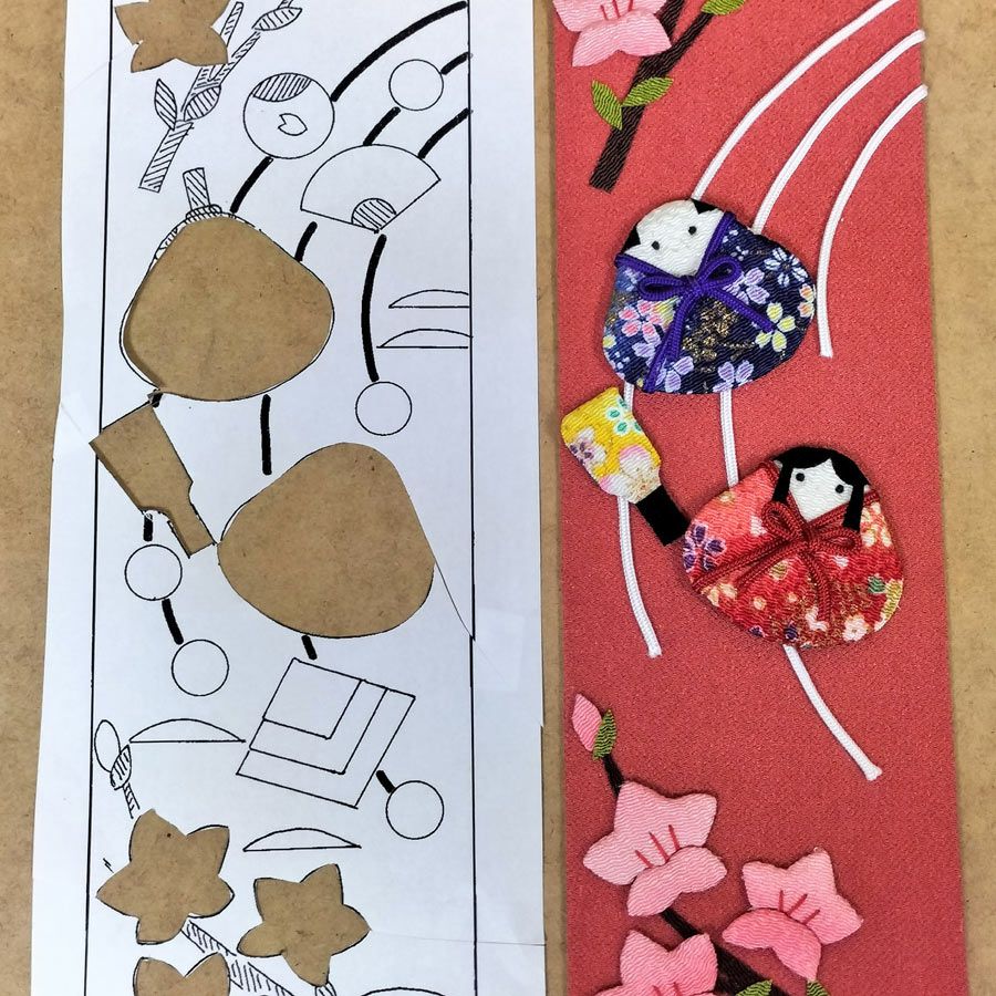 ひな祭りタペストリー手作りキット 風物短冊 3月 吊り雛飾りで桃の節句