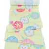 着物用洗える生地 七宝雲に梅桜(クリーム色) 1反売り(約12m) 七五三着物 3才女の子 7歳きもの 初節句衣装女子布地 クリームイエロー 黄色系 梅柄 桜柄ポリエステル友禅