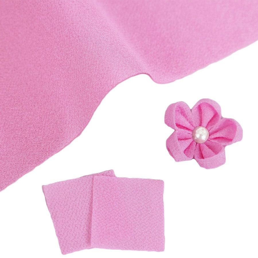 つまみ細工用カット済み生地・一越ちりめん(薄藤紅) 3cm角 20枚/100枚