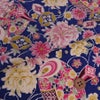 一越ちりめん生地 吉祥菊花柄(紺) 10cm単位 切り売り 古布縮緬風 手芸用チリメン布地 青紺色 ひとこしちりめん 菊柄
