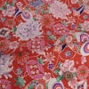 一越ちりめん生地 吉祥菊花柄(朱赤) 10cm単位 切り売り 古布縮緬風 手芸用チリメン布地 朱色 ひとこしちりめん 菊柄