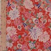 一越ちりめん生地 吉祥菊花柄(朱赤) 10cm単位 切り売り 古布縮緬風 手芸用チリメン布地 朱色 ひとこしちりめん 菊柄