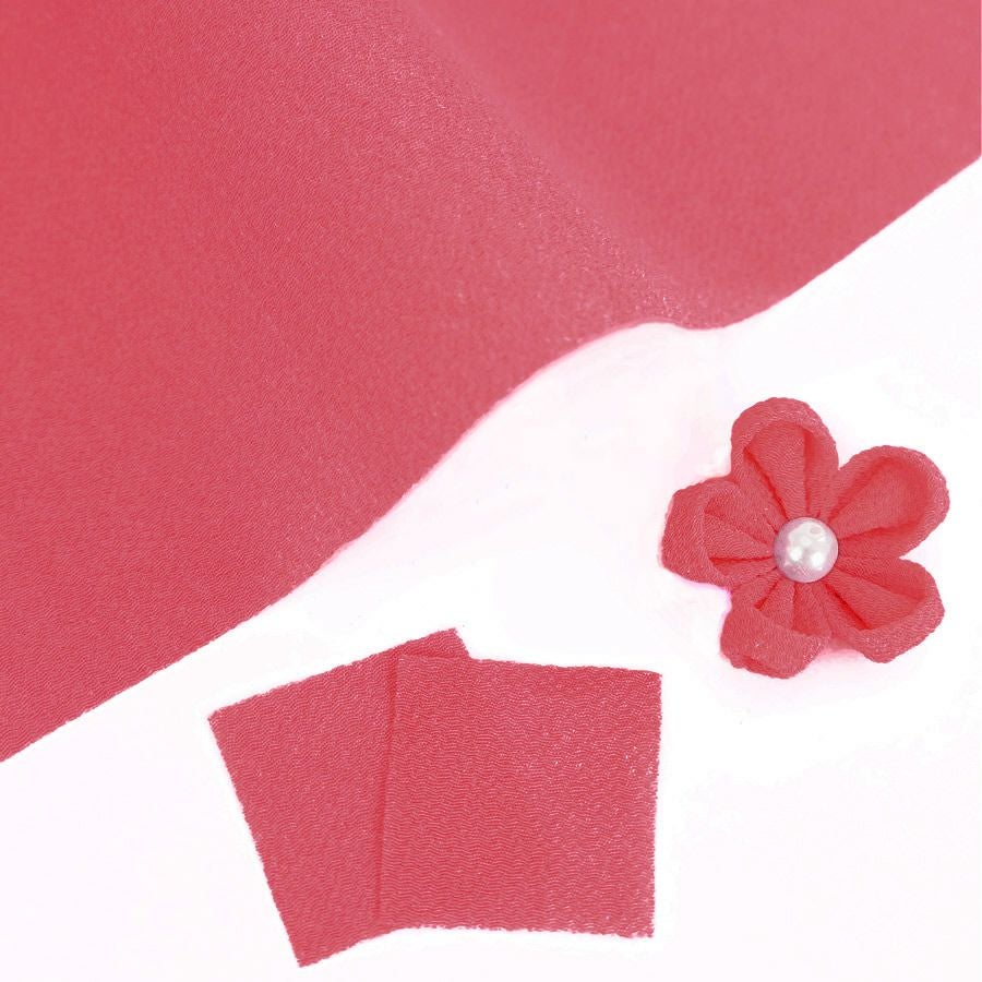 つまみ細工用カット済み生地・一越ちりめん(コーラルピンク) 3cm角 20