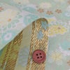 金襴生地(金らん) たてわくに菊桜(ミント/レモン) 10cm単位 切り売り[M便 1/20] 立涌模様 伝統的 モダンかわいい 西陣織物 花柄きんらん 古典柄