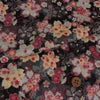 ポリジャガードちりめん生地 さくら(黒)10cm単位 切り売り 桜柄黒赤ブラック かわいい和風布 衣装生地 チリメンジャカード