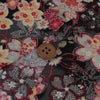 ポリジャガードちりめん生地 さくら(黒)10cm単位 切り売り 桜柄黒赤ブラック かわいい和風布 衣装生地 チリメンジャカード