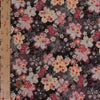 ポリジャガードちりめん生地 さくら(黒)10cm単位 切り売り 桜柄黒赤ブラック かわいい和風布 衣装生地 チリメンジャカード
