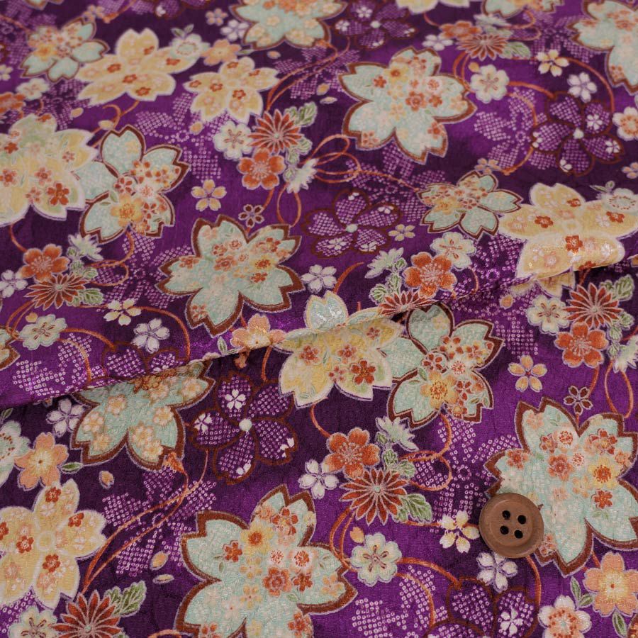 ポリエステルちりめんランキング1位ポリジャガードちりめん生地 さくら(紫)