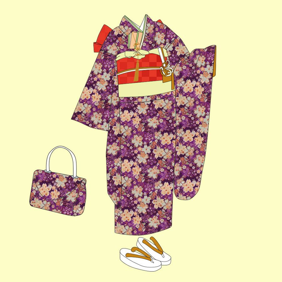 ポリジャガードちりめん生地 さくら(紫)10cm単位 切り売り |生地 和柄